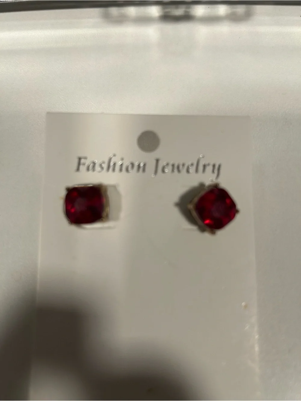Kate Spade  Deep Red Cushion Crystal Stud Earrings